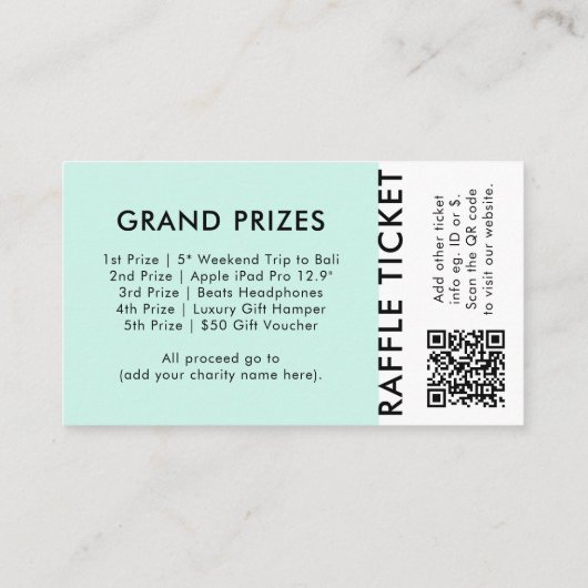 Raffle Ticket Mint QR Code Preis Zeichn Event Tick (Rückseite)