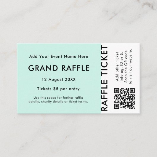 Raffle Ticket Mint QR Code Preis Zeichn Event Tick (Vorderseite)