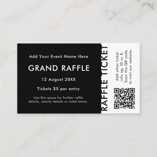 Raffle Ticket | QR Code Prize Zeichn Event Ticket (Vorderseite)