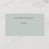 Raffles Brautparty-Tickets für das Green Watercolo Begleitkarte (Rückseite)