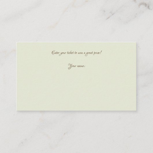 Raffles Brautparty-Tickets für das Green Watercolo Begleitkarte (Rückseite)