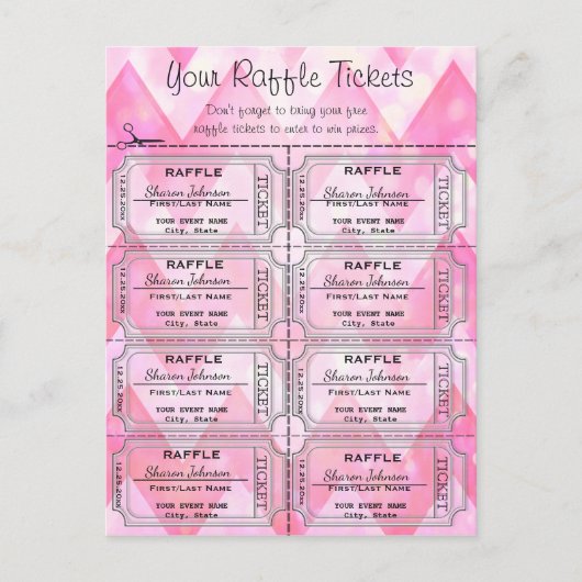 Raffles Tickets Zickzack rosa Postkarte (Vorderseite)