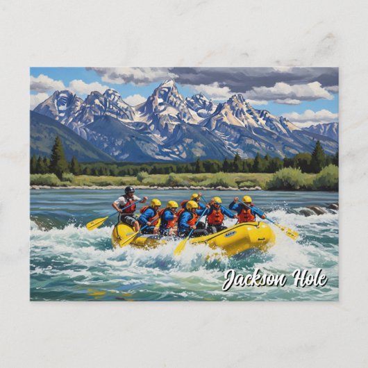 Rafting in Jackson Hole Wyoming Postkarte (Vorderseite)