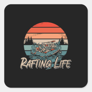 Rafting Life Retro Kayak Paddling Kanu Paddel Quadratischer Aufkleber