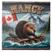 Rafting mit Flag in Landschaftlicher Ansicht Fliese (Vorderseite)