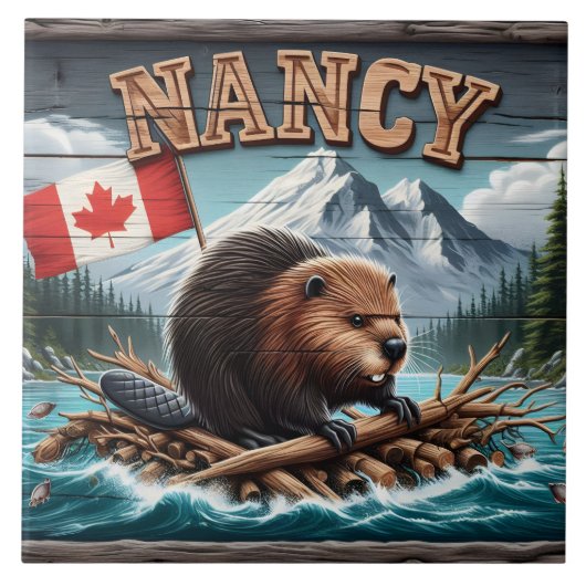 Rafting mit Flag in Landschaftlicher Ansicht Fliese (Vorderseite)