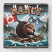 Rafting mit Flag in Landschaftlicher Ansicht Quadratische Wanduhr (Vorderseite)