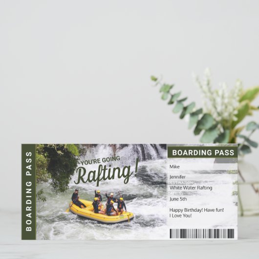 Rafting River Trip Geschenkgutschein Boarding Pass (Stehend Vorderseite)