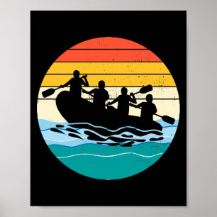 Rafting Team Raft White Water Rafter Paddel Retro Poster