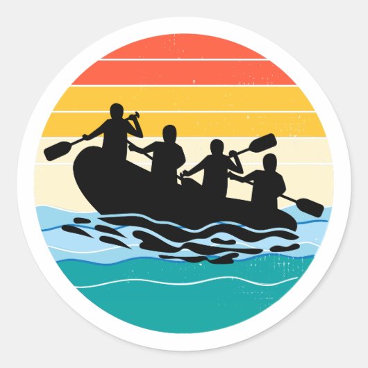 Rafting Team Raft White Water Rafter Paddel Retro Runder Aufkleber (Vorderseite)