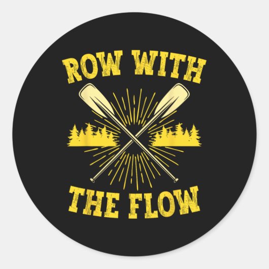 Rafting Whitewater Rafter Row mit Flow Runder Aufkleber (Vorderseite)