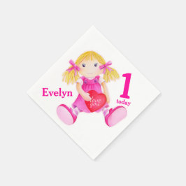 Rag doll art girls 1 Geburtstagsnapkins Serviette