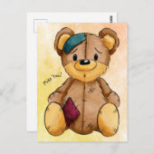 Rag Doll Bear Miss You Postcard Postkarte (Vorne/Hinten)
