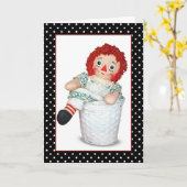 Rag Doll Geburtstag mit Polka Dots Karte (Gelbe Blume)