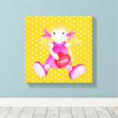 Rag doll Girls personalisierte gelbe Kinderzimmer Leinwanddruck (Insitu (Holzboden))