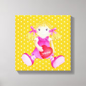 Rag doll Girls personalisierte gelbe Kinderzimmer Leinwanddruck (Vorderseite)