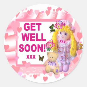 RAG DOLL & TEDDY ~ Get Well Stickers