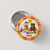 Rag Doll, Teddy und Lächeln Sun Personalisiert Button (Vorne & Hinten)