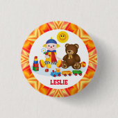 Rag Doll, Teddy und Lächeln Sun Personalisiert Button (Vorderseite)