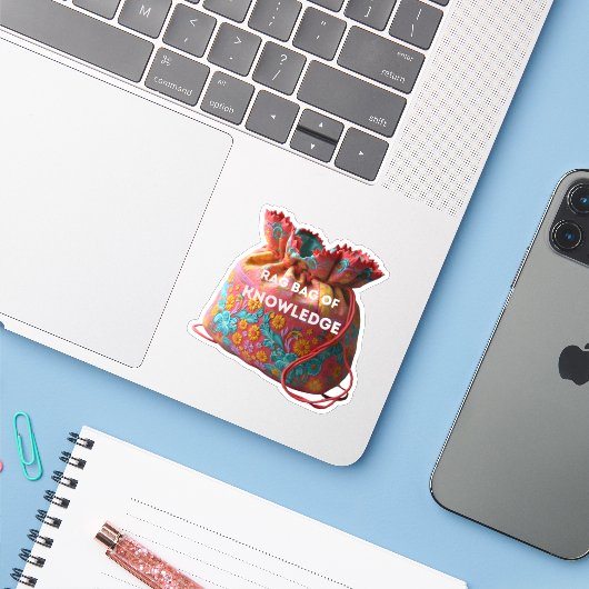 Rag-Sack mit Wissen Aufkleber (Laptop mit iPhone)