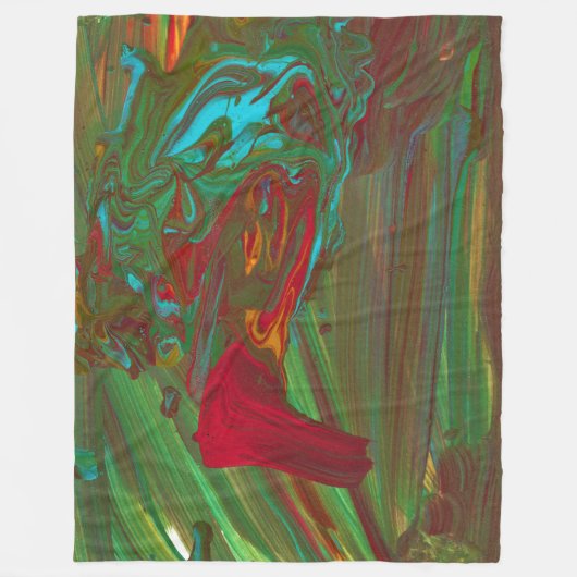 Rag To Riches 1 Bold Red Green Abstract Blanket Fleecedecke (Vorderseite)
