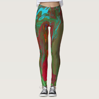 Rag To Riches 1 Fette Rote Grüne Abstrakte Legging Leggings