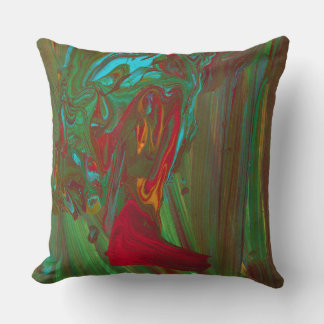 Rag To Riches 1 Red Green Abstract Accent Pillow Kissen