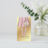 Rag Trade QR Code für rosa und goldene Mode Visitenkarte (Stehend Vorderseite)