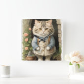 Ragamuffin Cat Quadratische Wanduhr (Zuhause)