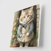 Ragamuffin Cat Quadratische Wanduhr (Winkel)