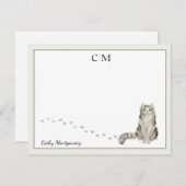 Ragamuffin Kat Grau Grenze Monogramm Name Note Kar Mitteilungskarte (Vorne/Hinten)