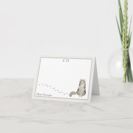 Ragamuffin Katzengrauer Monogramm Name geklappt Dankeskarte (Vorderseite)