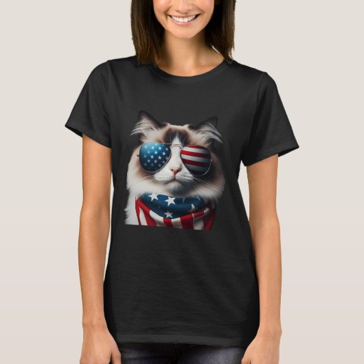 Ragdoll Cat 4. Juli Independence Day Ewner T-Shirt (Vorderseite)