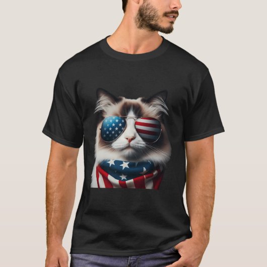 Ragdoll Cat 4. Juli Independence Day Ewner T-Shirt (Vorderseite)