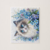 Ragdoll Cat Among Forget-Me-Not Flowers Puzzle (Vertikal)