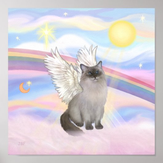 Ragdoll Cat (Blue Point) Angel - Wolken Poster (Vorne)