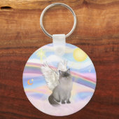 Ragdoll Cat (Blue Point) Angel - Wolken Schlüsselanhänger (Vorderseite)