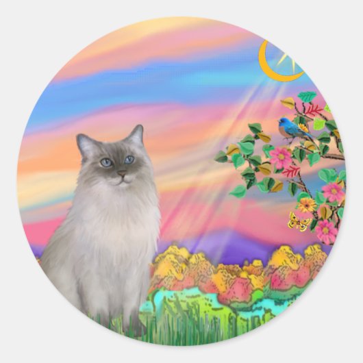 Ragdoll Cat (Blue Point) - Day Star Runder Aufkleber (Vorderseite)