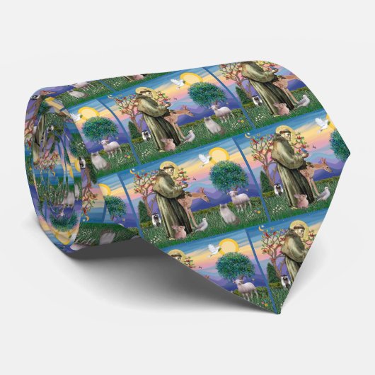 Ragdoll Cat (Blue Point) und Saint Francis Krawatte (Gerollt)