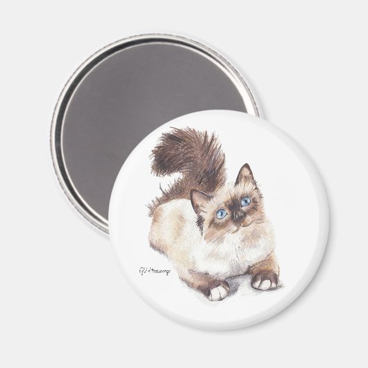 Ragdoll cat by Artist GV Hemmings Magnet (Vorderseite/Rückseite)