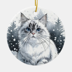 Ragdoll Cat Circle Weihnachten Weihnachten Keramik Ornament