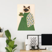 Ragdoll Cat Coffee Art Print, Floral Green Jacket Poster (Heimbüro)