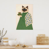Ragdoll Cat Coffee Art Print, Floral Green Jacket Poster (Küche)