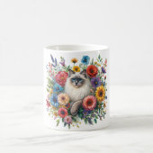 Ragdoll Cat Colorful Flower Portrait Kaffeetasse (Mittel)