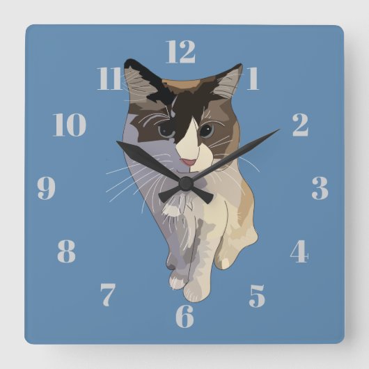 Ragdoll cat, Dusty Blue Quadratische Wanduhr (Vorderseite)