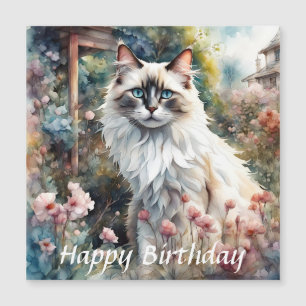 Ragdoll Cat English Garden Birthday Magnetkarte
