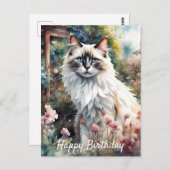 Ragdoll Cat English Garden Birthday Postkarte (Vorne/Hinten)