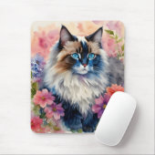 Ragdoll Cat Floral Art Mousepad (Mit Mouse)