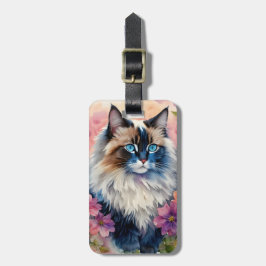 Ragdoll Cat Floral Portrait Gepäckanhänger