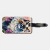 Ragdoll Cat Floral Portrait Gepäckanhänger (Rückseite horizontal)